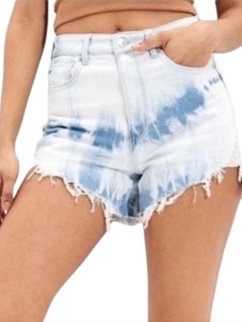 American Eagle Highest Rise Mom Short Tie-Dye Distressed Denim Shorts-NWT